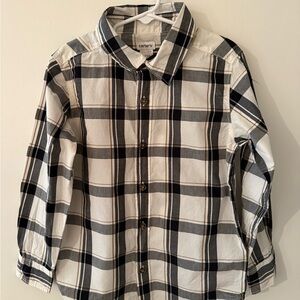 Carter's Kids Plaid Button-Down Shirt - Black, White, Tan